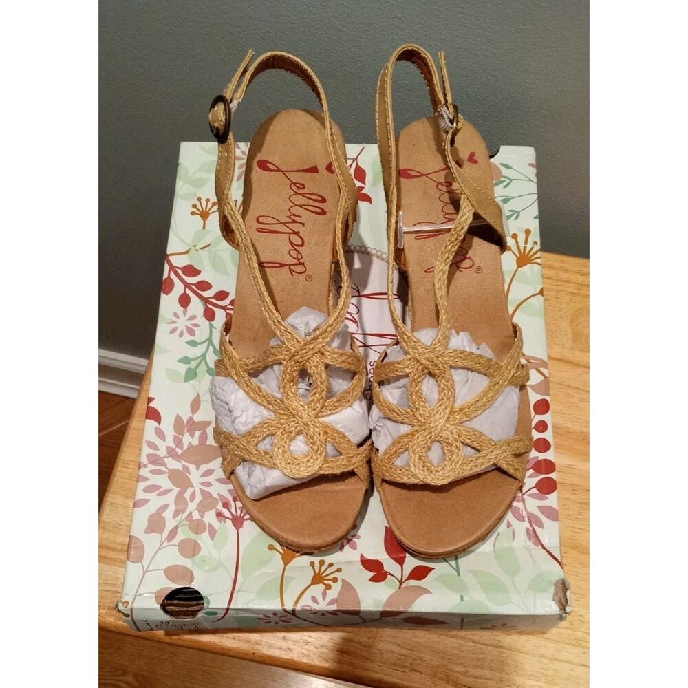 Jelly pop Women's Boho HAWAII Braided Jute WEDGE SANDALS Sz 8.5  NWB